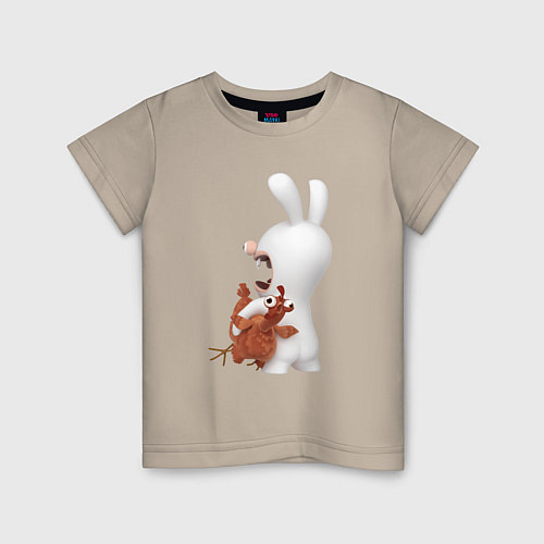 Детская футболка Бешеный кролик и курица / Миндальный – фото 1
