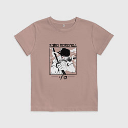 Футболка хлопковая детская Ван-Пис, Зоро Ророноа Zoro Roronoa, цвет: пыльно-розовый