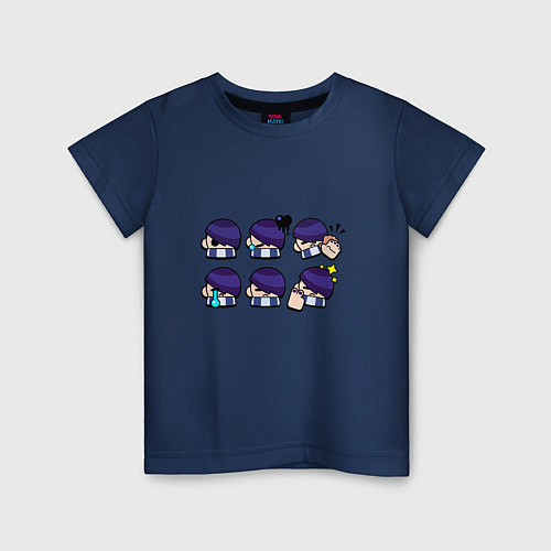 Детская футболка Значки на Эдгара Пины Бравл Старс Brawl Stars / Тёмно-синий – фото 1