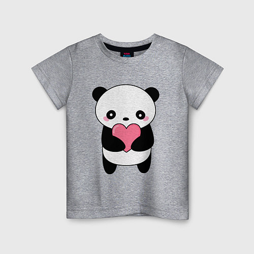 Детская футболка КАВАЙНЫЙ ПАНДА KAWAII PANDA / Меланж – фото 1