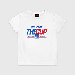Футболка хлопковая детская New York Rangers We want the cup Нью Йорк Рейнджер, цвет: белый