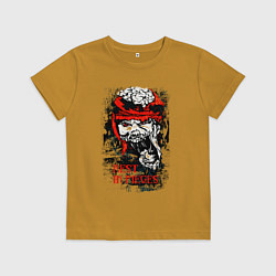 Футболка хлопковая детская Череп в красной повязке, цвет: горчичный