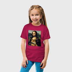 Футболка хлопковая детская Shiba Inu Mona Lisa, цвет: маджента — фото 2