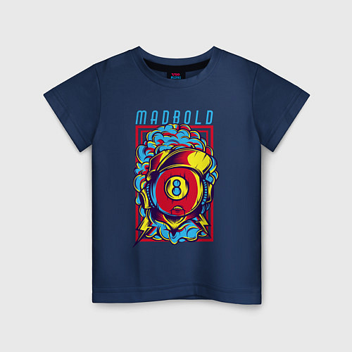 Детская футболка Огненный бильярдный шар / Тёмно-синий – фото 1