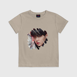 Футболка хлопковая детская Agust D SUGA BTS, цвет: миндальный