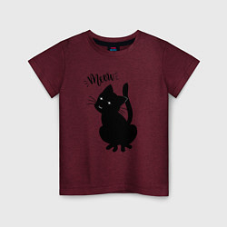 Футболка хлопковая детская Кошка Луна Meow, цвет: меланж-бордовый