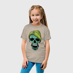 Футболка хлопковая детская New York Yankees Cool skull, цвет: миндальный — фото 2