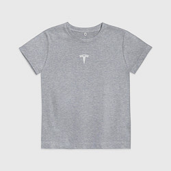 Футболка хлопковая детская TESLA WHITE LOGO МИНИМАЛИЗМ, цвет: меланж