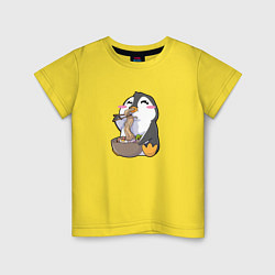 Футболка хлопковая детская Pinguin Ramen, цвет: желтый