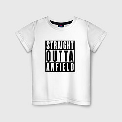 Футболка хлопковая детская Liverpool Straight Outta Anfield Ливерпуль, цвет: белый