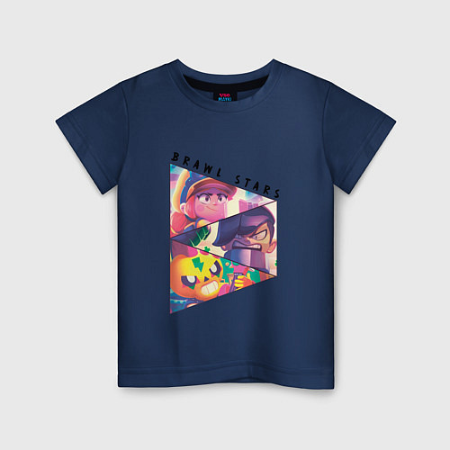 Детская футболка Джесси, Эдгар и Поко Бравл Старс / Тёмно-синий – фото 1