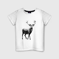 Футболка хлопковая детская Черный олень Black Deer, цвет: белый
