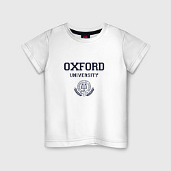 Футболка хлопковая детская Оксфорд - логотип университета, цвет: белый
