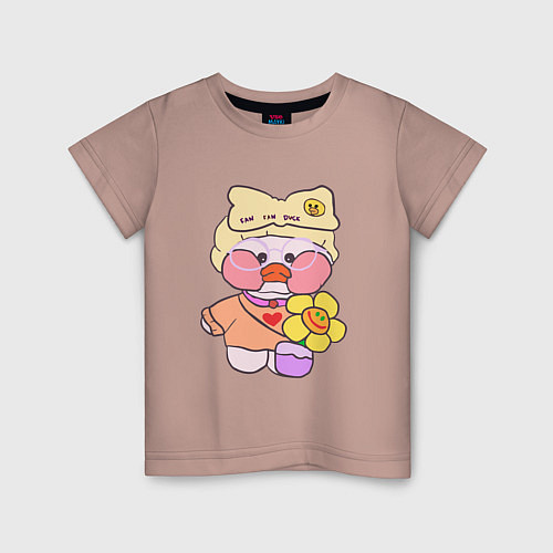 Детская футболка Lalafanfan duck в очках / Пыльно-розовый – фото 1