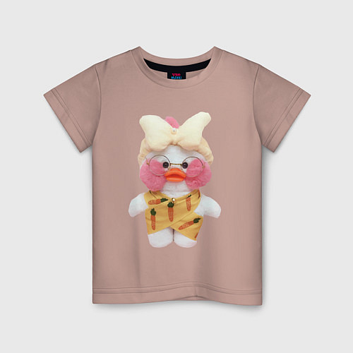 Детская футболка Lalafanfan duck в плоточке / Пыльно-розовый – фото 1