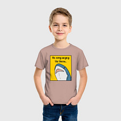 Футболка хлопковая детская Не хочу акулу из Икеи, цвет: пыльно-розовый — фото 2