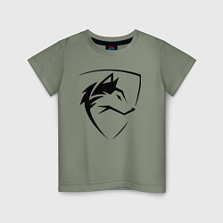 Футболка хлопковая детская Wolf Emblem Jaw, цвет: авокадо