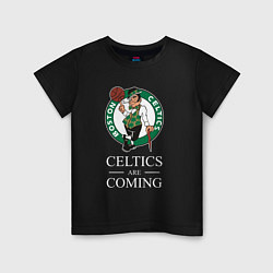 Футболка хлопковая детская Boston Celtics are coming Бостон Селтикс, цвет: черный