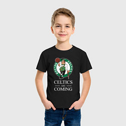 Футболка хлопковая детская Boston Celtics are coming Бостон Селтикс, цвет: черный — фото 2