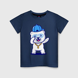 Футболка хлопковая детская Cool panda Dab, цвет: тёмно-синий