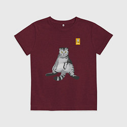 Футболка хлопковая детская FamousNiki cat, цвет: меланж-бордовый