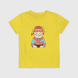 Футболка хлопковая детская Geisha Neko Ramen, цвет: желтый