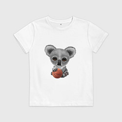 Футболка хлопковая детская Баскетбол - Коала, цвет: белый