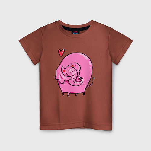 Детская футболка Влюбленный розовый слон / Кирпичный – фото 1