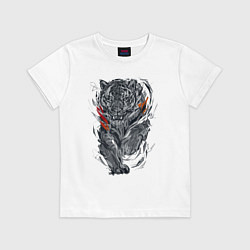 Футболка хлопковая детская Cool tiger Power, цвет: белый