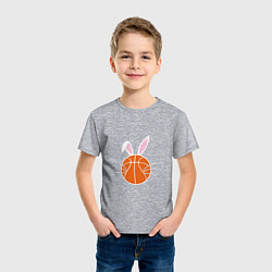 Футболка хлопковая детская Basketball Bunny, цвет: меланж — фото 2