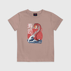 Футболка хлопковая детская Kraken Kawaii Sushi, цвет: пыльно-розовый