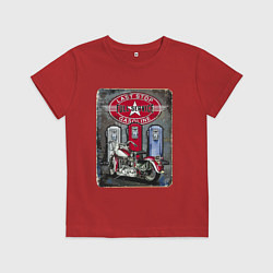 Футболка хлопковая детская Мотоцикл Заправка Ретро Poster, цвет: красный