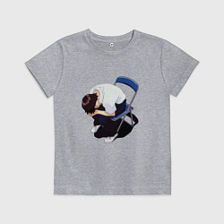 Футболка хлопковая детская Синдзи Икари на стуле, цвет: меланж