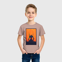 Футболка хлопковая детская Neon Genesis Evangelion eva 01, цвет: пыльно-розовый — фото 2