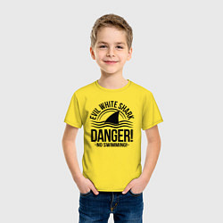 Футболка хлопковая детская Danger No swiming Evil White Shark, цвет: желтый — фото 2
