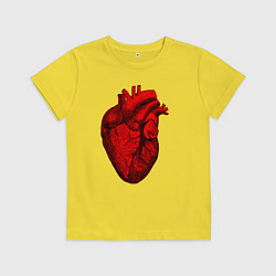 Футболка хлопковая детская Сердце анатомическое, цвет: желтый