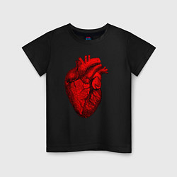 Футболка хлопковая детская Сердце анатомическое, цвет: черный