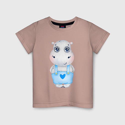 Детская футболка Бегемотик-мальчик / Пыльно-розовый – фото 1