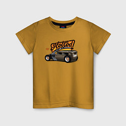 Футболка хлопковая детская Classic retro car, цвет: горчичный