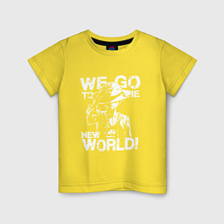 Футболка хлопковая детская WE GO TO THE NEW WORLD ВАНПИС, цвет: желтый