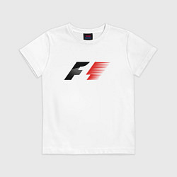 Футболка хлопковая детская F1 Формула 1 Большое лого, цвет: белый