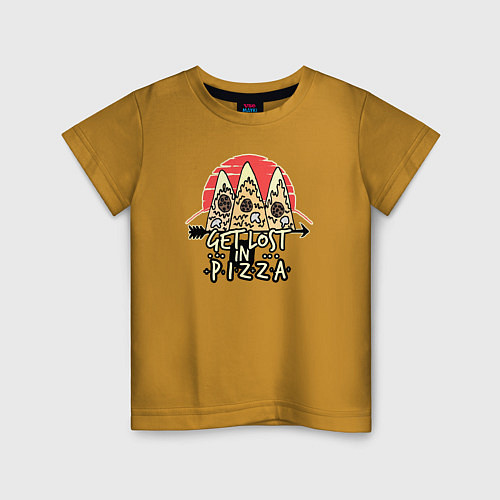 Детская футболка Пицца и Горы / Горчичный – фото 1