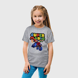 Футболка хлопковая детская Марио и Луиджи гонщики Super Mario, цвет: меланж — фото 2