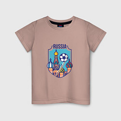 Футболка хлопковая детская Football - Russia, цвет: пыльно-розовый