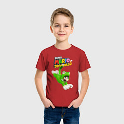 Футболка хлопковая детская Luigi cat Super Mario 3D World Nintendo, цвет: красный — фото 2
