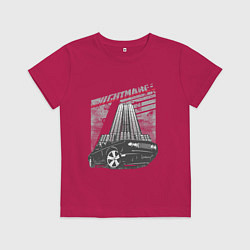 Футболка хлопковая детская Авто у здания, цвет: маджента