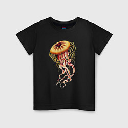 Футболка хлопковая детская Морская медуза, цвет: черный