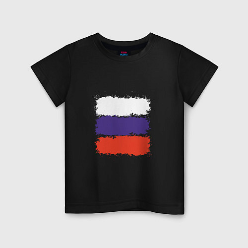 Детская футболка Россия - Триколор / Черный – фото 1