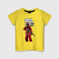Футболка хлопковая детская GTA 5 Man with gun, цвет: желтый