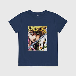 Футболка хлопковая детская Джорно Джованна из ДжоДжо, цвет: тёмно-синий
